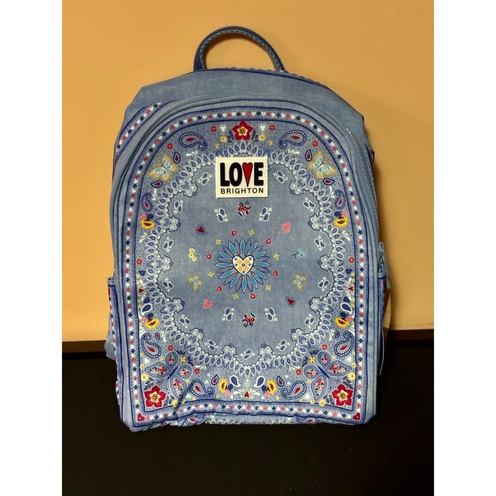 NWT Brighton Bandana Love Backpack  Blue Paisley Butterfly D30343